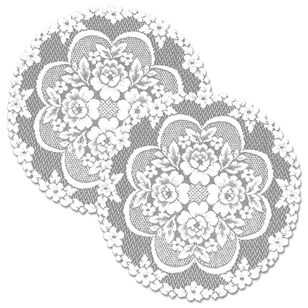 Heritage Lace Victorian Rose 19 in. Round Doily - White - Set of 2 VR-2000W-S - main